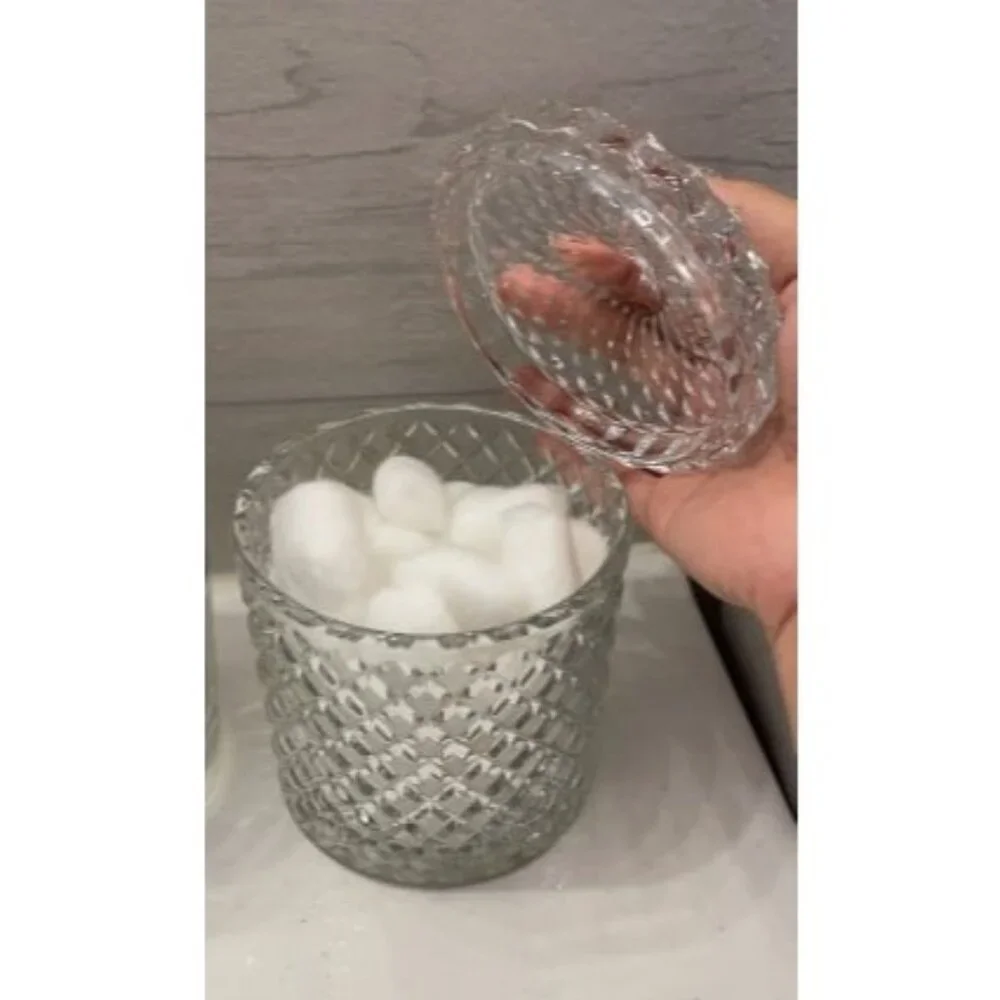 Colorful Home Decorative Jar Qtips Holder Dispenser Glass Storage Container